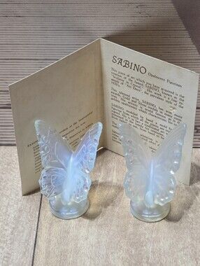 HARD TO FIND AUTHENTIC PAIR OF OPALESCENT SABINO GLASS FIGURES BUTTERFLY FRANCE